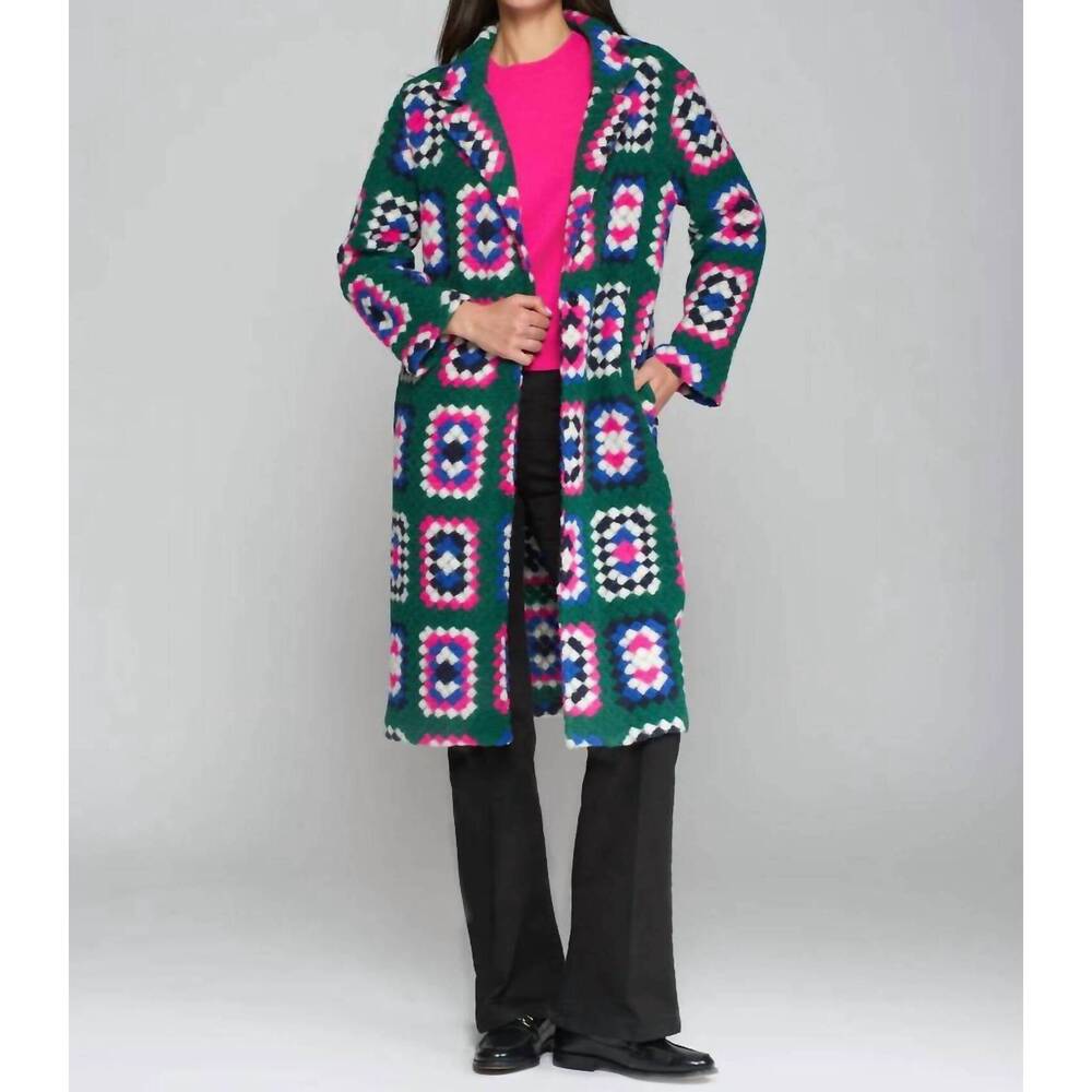 NEW VILAGALLO sienna coat in crochet verde - Picture 4 of 5